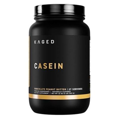 Kaged Premium Casein Protein Powder, Chocolate Peanut Butter, Micellar Casein, Banned-Substance Free Supplement, Build Muscle, Recover Faster, Kasein, 25 Servings