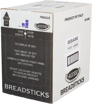 Alessi Imported Breadsticks, Sesame Autentico Italian Crispy Bread Sticks, Low Fat Made with Extra Virgin Olive Oil, 4.4oz (Sesame, 4.4 Ounce (Pack of 12))