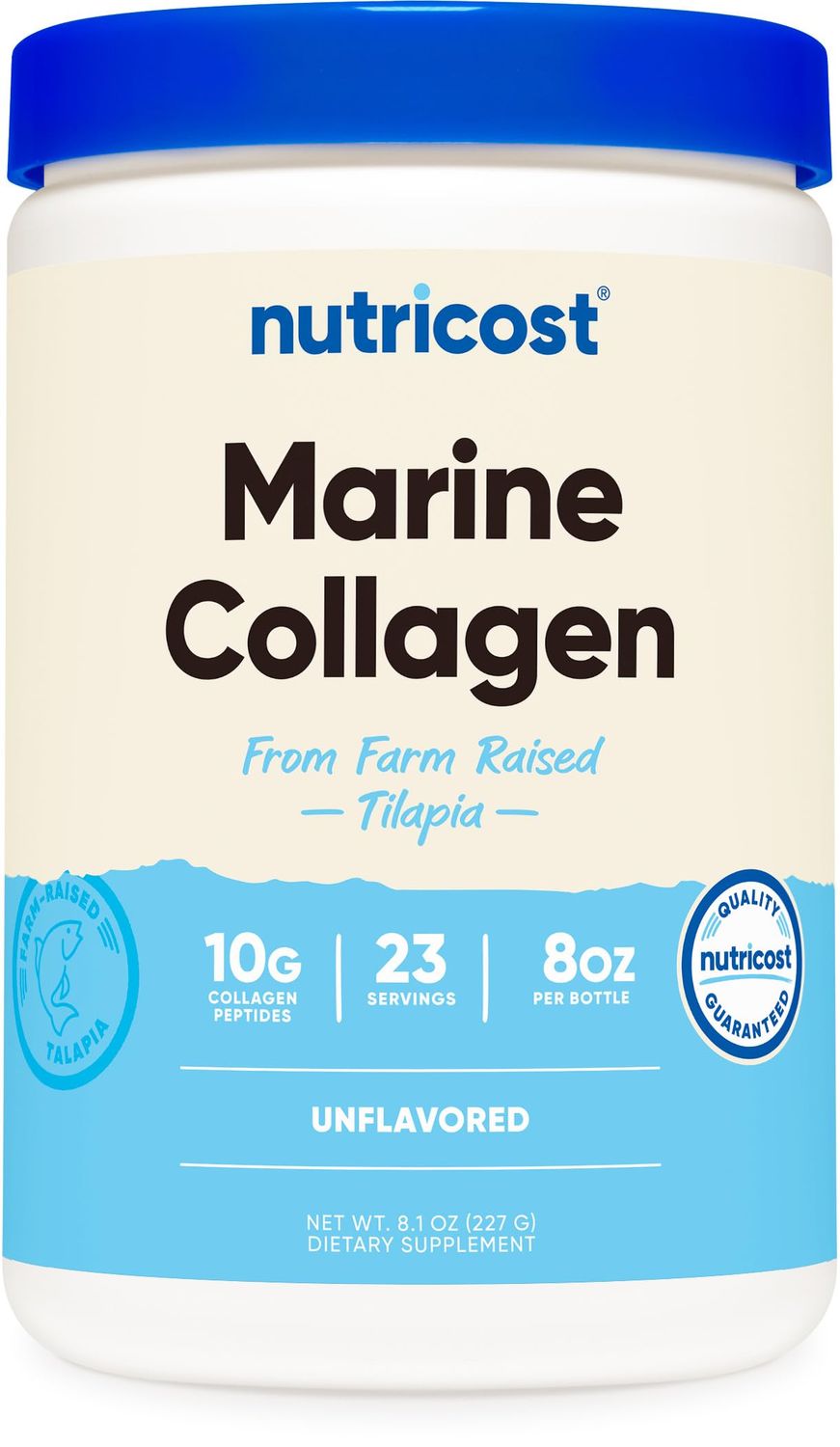 Nutricost Marine Collagen Powder Sustainably Sourced Fish (8 oz) - 23 Servings, 9 G Protein Per Serving, Non-GMO, GMP Compliant