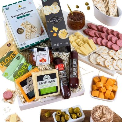Gourmet Meat &amp; Cheese Sampler Gift Basket - Deluxe Charcuterie Cheese Platter - GourmetGiftBaskets.com Food Gifts