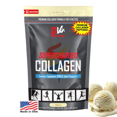 PhysiVantage Supercharged Collagen Peptides Powder - Hydrolyzed Collagen for Joint, Tendon, Ligament, &amp; Skin Health Support - Vanilla, Keto, Paleo, 16oz  Enhanced with Vitamin C, BCAAs, Grass-Fed
