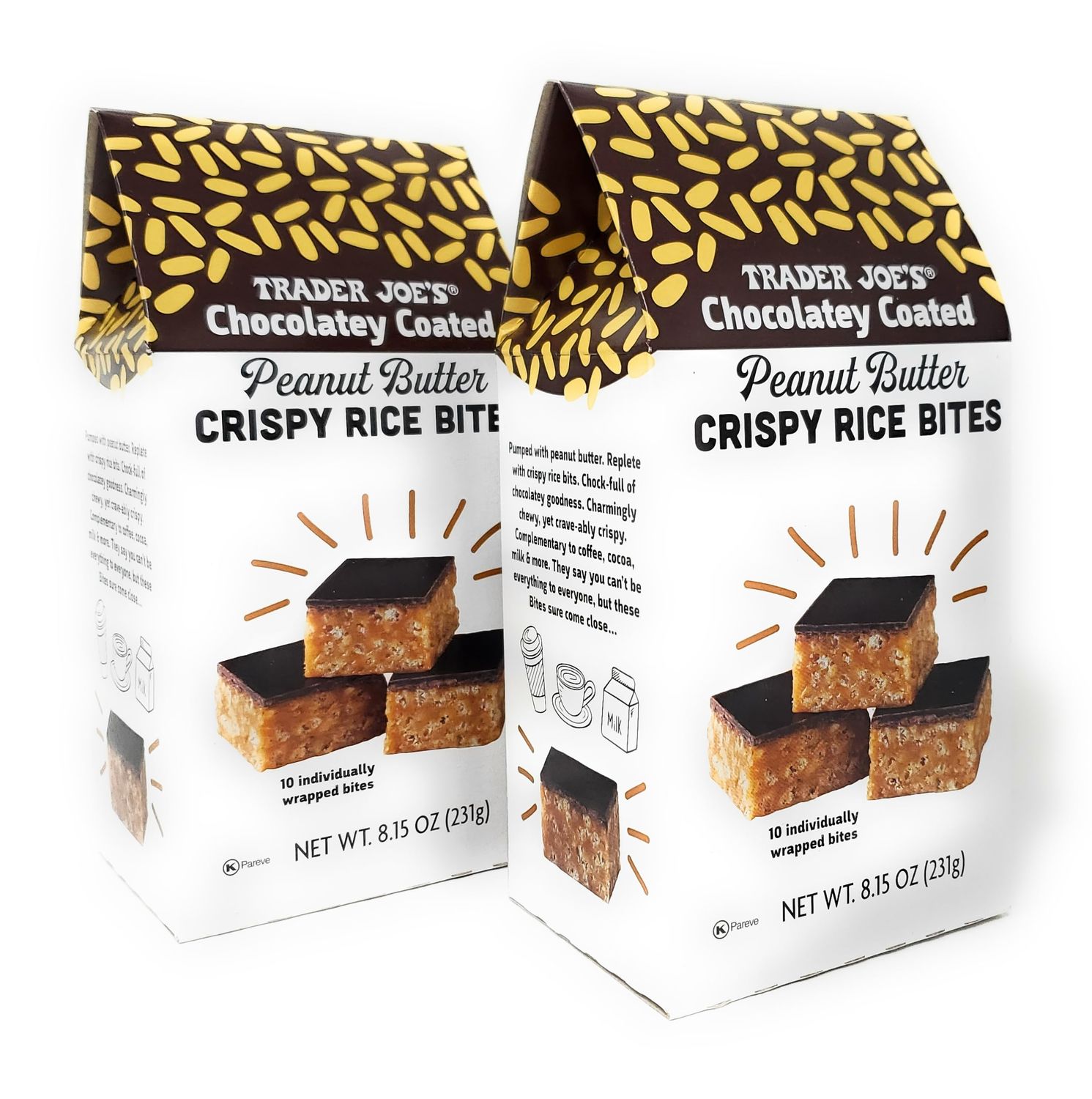 Chocolatey Coated Peanut Butter Crispy Rice Bites by Trader Joes 8.15 oz /231g (Pack of 2)