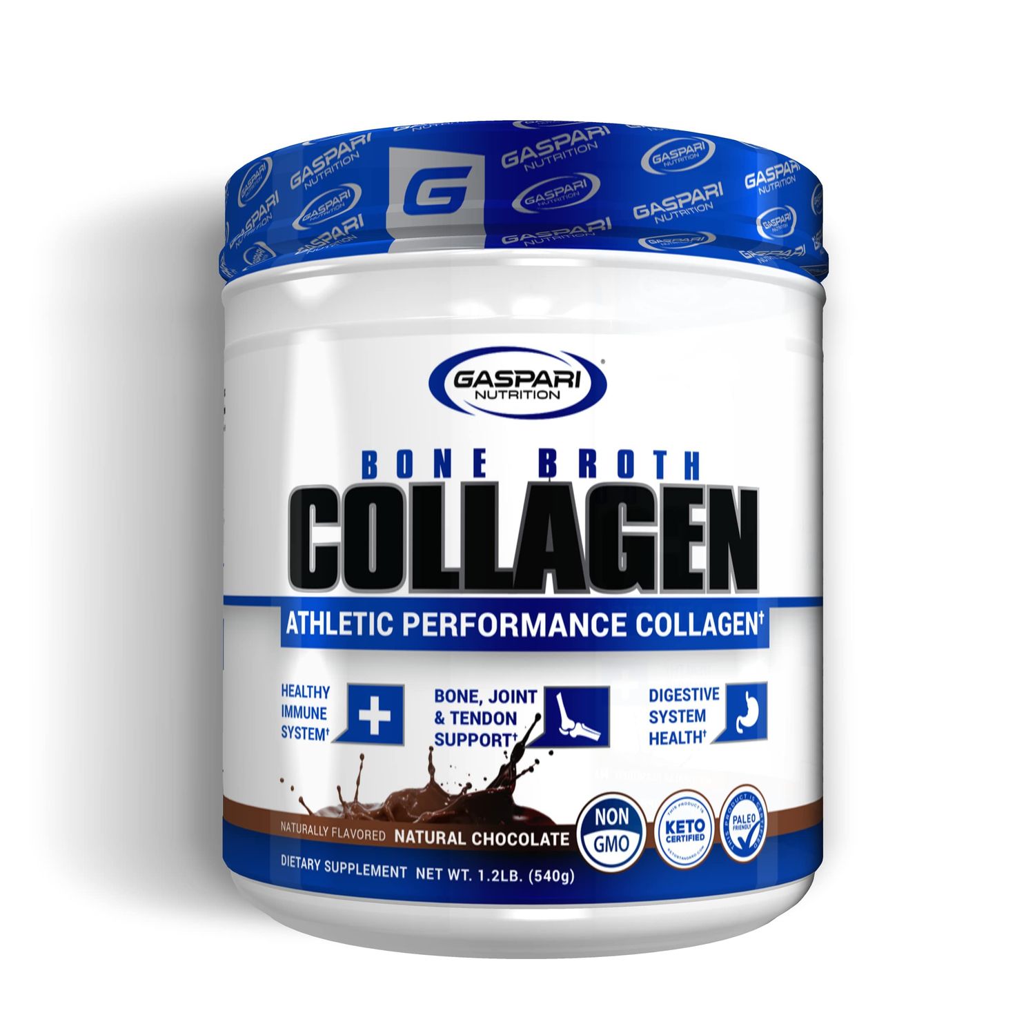 Gaspari Nutrition Bone Broth, Athletic Performance Collagen, 13g Protein, Gluten Free, Non-GMO, Keto Certified, Gut and Joint Health (30 Servings, Natural Chocolate)
