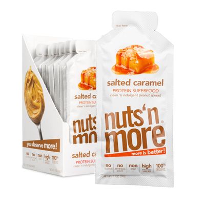Nuts &#39;N More Salted Caramel Snack Packs - High Protein Peanut Spread, All-Natural, Low Carb, Low Sugar, Gluten Free, Non-GMO, with Omega-3s and Antioxidants (1.10oz Packets, 10-Pack)