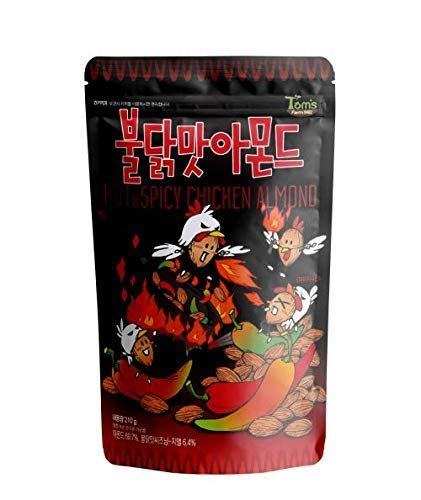 Gilim Tom&#39;s Farm Korean Seasoned Almonds Buldak(Hot&amp;Spicy Chicken) Flavor (210g) x 1 Pack