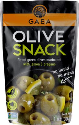 Gaea Gaea Pitted Green Olives with Lemon and Oregano Snack Pack, 1 Ounce (Pack of 10)