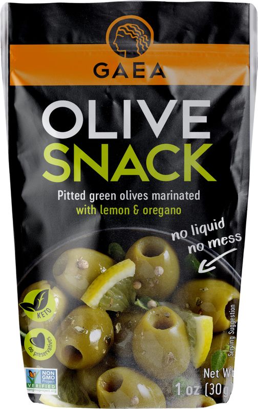 Gaea Gaea Pitted Green Olives with Lemon and Oregano Snack Pack, 1 Ounce (Pack of 10)