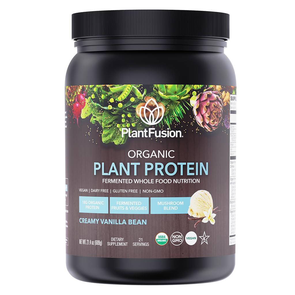 SOTRU Organic Vegan Protein Powder - Whole Food, Plant Based Protein Powder with Green Superfoods, Enzymes &amp; Probiotics - USDA Certified Organic, Non-GMO, Gluten-Free - Vanilla 18.5 oz, 21 Servings