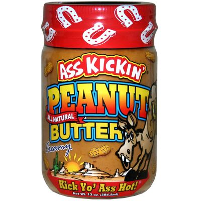 ASS KICKIN&#39; Creamy Peanut Butter with Habanero Pepper - 13 Ounces - Premium Gourmet All Natural Spicy Peanut Butter - Perfect Snack Packed with Protein