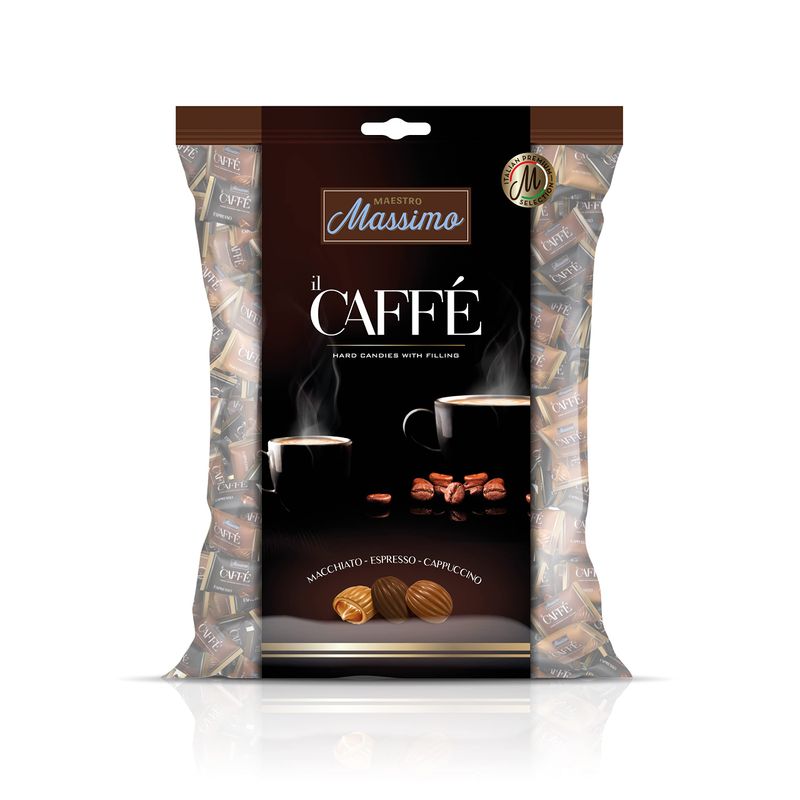 Maestro Massimo Center Filled Hard Coffee Candy, Individually Wrapped, Macchiato, Espresso, Cappuccino Flavored Caffeine Candies, 7.05 oz Bag, Variety Pack of 1