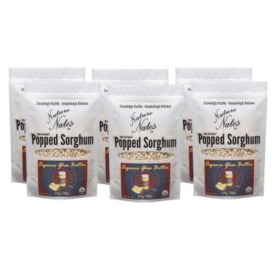 Nature Nates Popped Sorghum, Organic Ghee Butter - Organic, Keto &amp; Gluten Free, Healthy Snacks, Better Than Popcorn, Made in USA - 4.3 Ounce (Pack of 6)