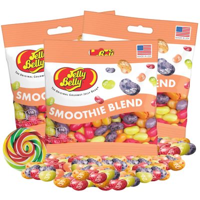 Needzo Smoothie Blend Jelly Bean Mix, Grab and Go Fruity Snacks for Movie Nights, Party Favors, and More, Candy Swirl Accessory Included, 3 Pack, 3.5 Ounces