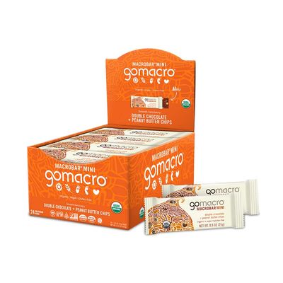 GoMacro MacroBar Mini Organic Vegan Snack Bars - Double Chocolate  Peanut Butter Chips (0.90 Ounce Bars, 24 Count)