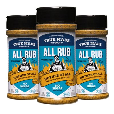 True Made Foods Ed Mitchell&#39;s Award-Winning Pitmaster BBQ All-Purpose Rub - 5.8 oz, 3 Pack - Perfect for Chicken, Fish, Veggies, Snacks - Ideal for Grilling, Smoking, and BBQ