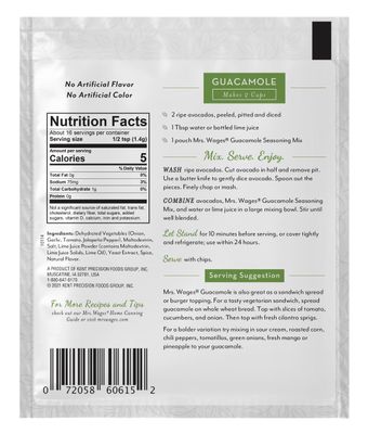Mrs. Wages Guacamole Seasoning Mix Quick and Easy No Hassle Homemade Guacamole Dip Customizable Flavorful Spice Perfect Snack 0.8 oz packet (Value Pack of 12)