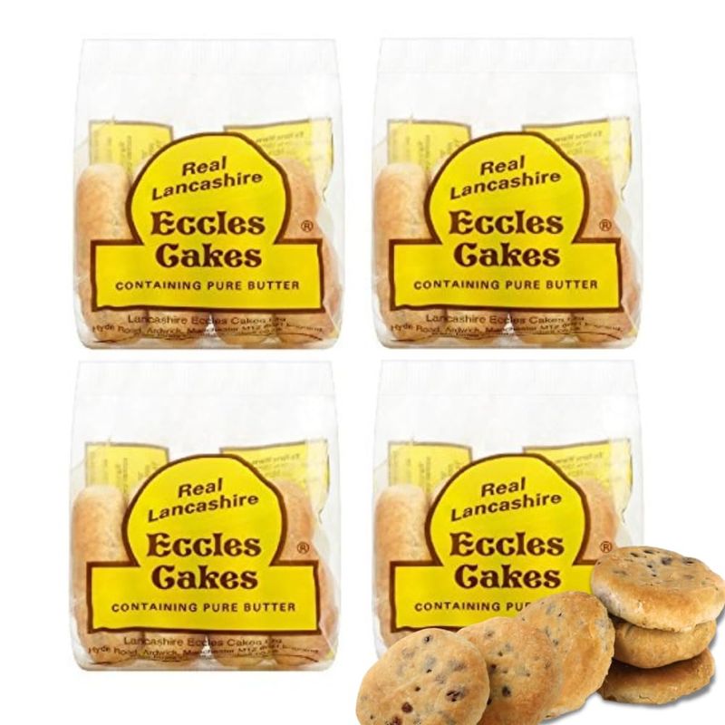 Real Lancashire Eccles Cakes  Traditionally Handmade with Pure Butter &amp; Dried Currants  British Snacks  Fruity &amp; Tasty Cake for Breakfast &amp; After Meal  5.29 Oz  4 Cakes (Pack of 4)