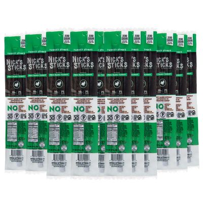 Nick&#39;s Sticks Clean &amp; Balanced Free Range Turkey Snack Sticks  Made in the USA  Gluten Free  Paleo, Keto, Whole30 Approved  No Soy, Antibiotics or Hormones (25- 1.7oz. Packs of 2 Sticks)