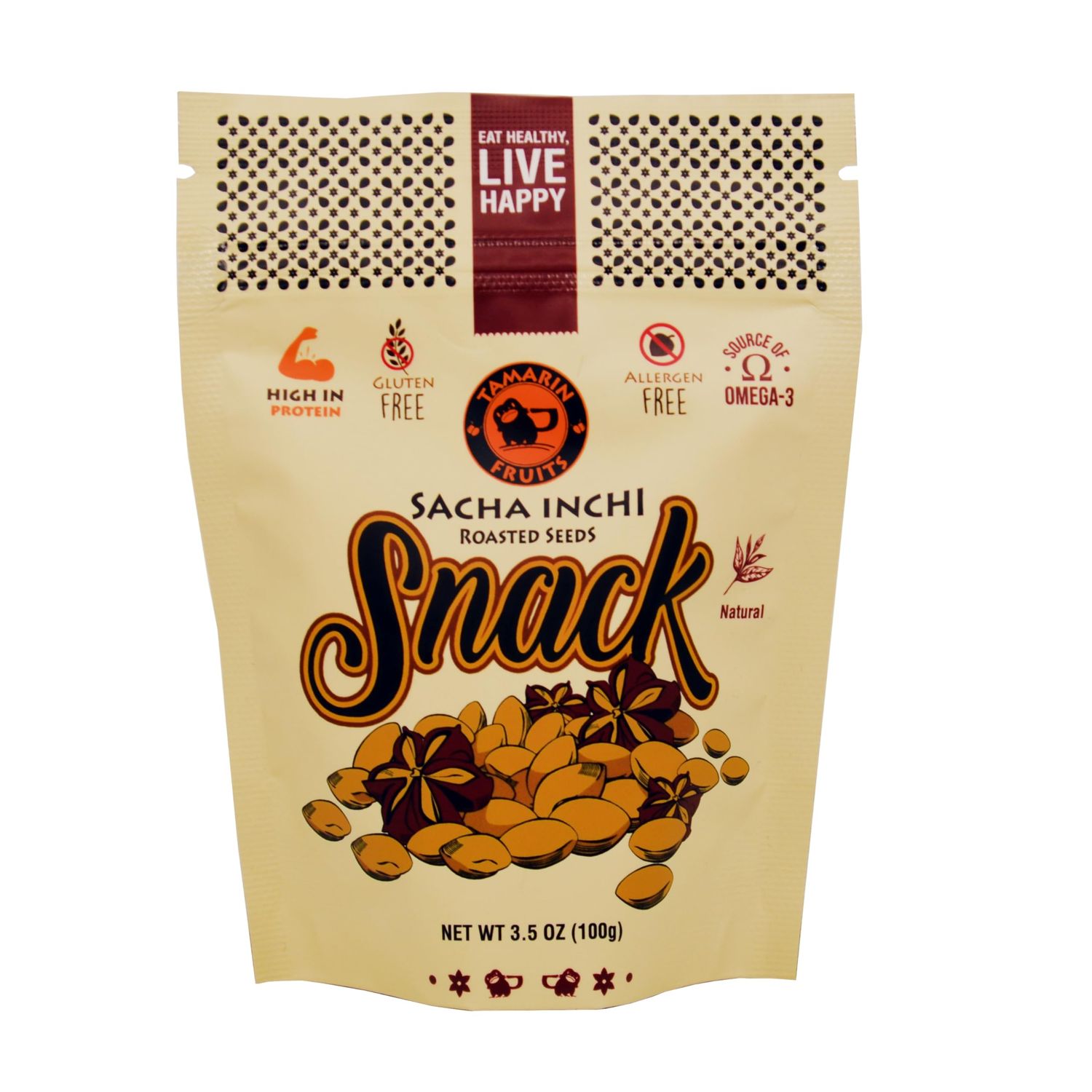 Tamarin Fruits Sacha Inchi Seed Snack, Natural  Organic  Premium Quality  Keto, Paleo, Vegan Friendly, 100g (Pack of 3)