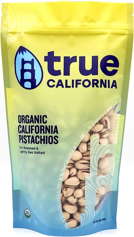 True California Organic Pistachios (1 LB) Dry Roasted &amp; Lightly Sea Salted, In-Shell, Vegan &amp; Gluten-Free