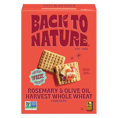 Back to Nature - Rosemary &amp; Olive Oil Harvest Whole Wheat Crackers - Non-GMO, Made with Whole Grain Wheat &amp; Sea Salt, Seriously Tasty Snacks - 7 Ounce