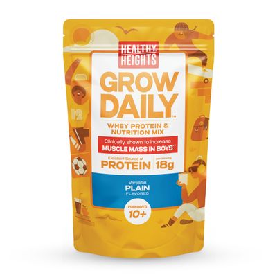 Healthy Heights Grow Daily Kids Protein Drink Mix (Plain) - High Protein Shake for Boys 10