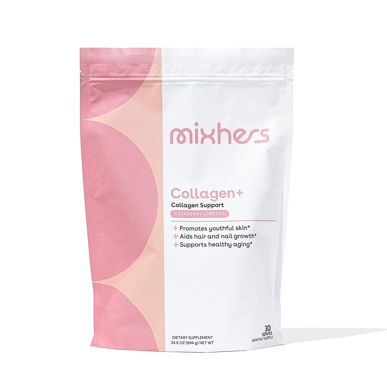 Mixhers Collagen Powder - 30-Day Supply - Collagen &amp; Protein Supplement for Women - Supports Bone, Joint, Skin &amp; Hair Health - 18 Grams of Protein Per Serving - 24.5 Oz - Raspberry Lemonade