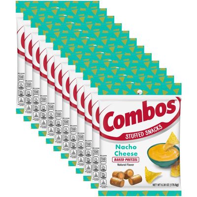 COMBOS Cheese Snacks - Nacho Cheese Snack Packs, Baked Cracker Snack, 6.3-Ounce Bulk Bag (Pack of 12)