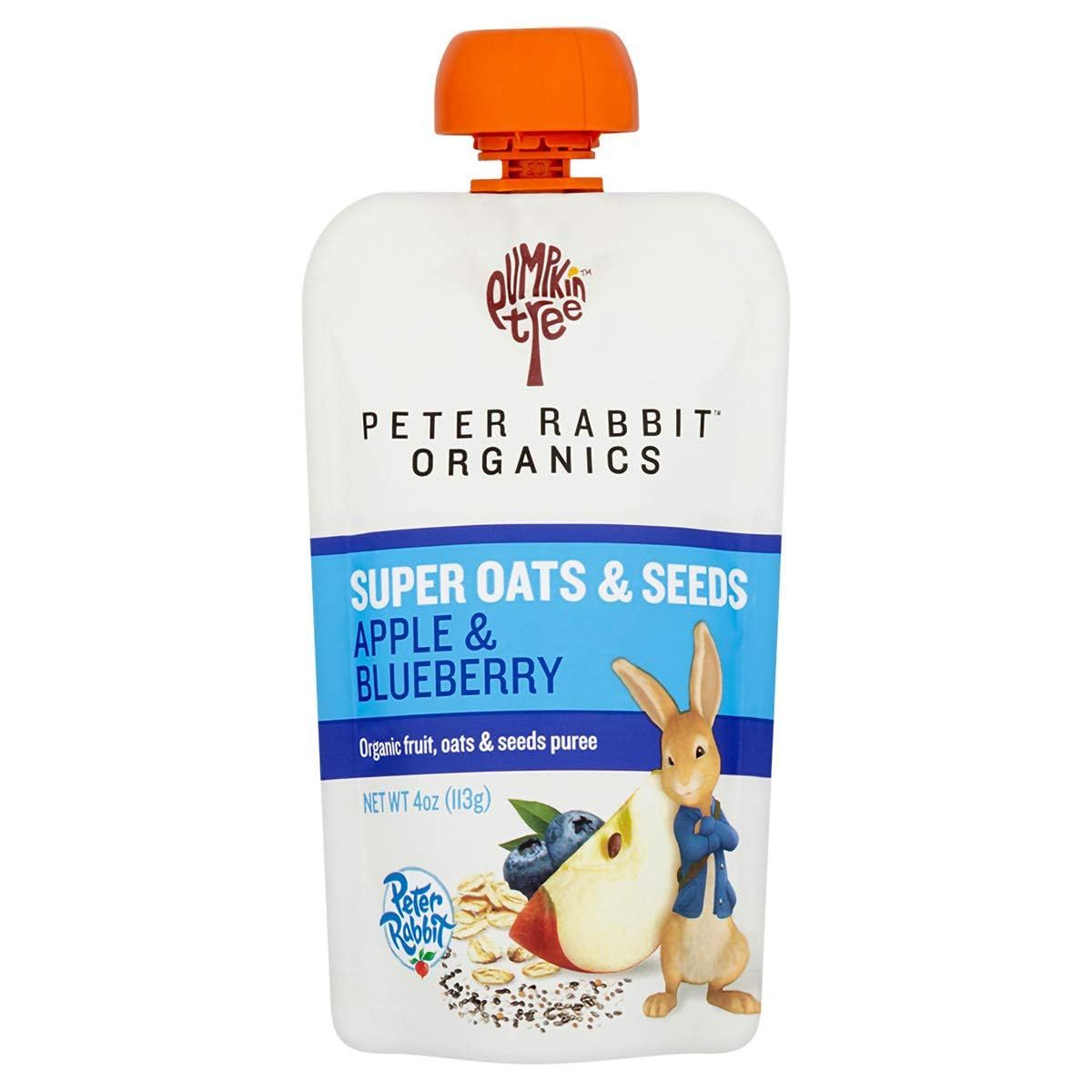 Peter Rabbit Organics SUPER Oats &amp; Seeds, Apple &amp; Blueberry, 4 oz Pouches, (Pack of 10)