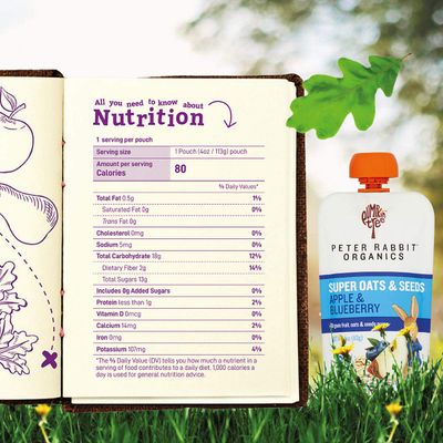 Peter Rabbit Organics SUPER Oats &amp; Seeds, Apple &amp; Blueberry, 4 oz Pouches, (Pack of 10)