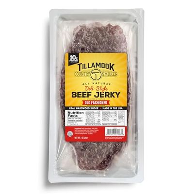 Tillamook Beef Jerky, Country Smoker Old Fashioned Deli Style Thin Sliced Slab, Low Carb, High Protein, Ready to Eat Keto Snacks, Chopped &amp; Formed Slabs,12 Count Tray