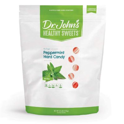 Dr. Johns Sugar Free Candy, Healthy Hard Candy with Zero Sugar, Low Calorie Snacks, Keto Friendly, Vegan, Gluten Free, Peppermint, 252 Count, 2.5 LB