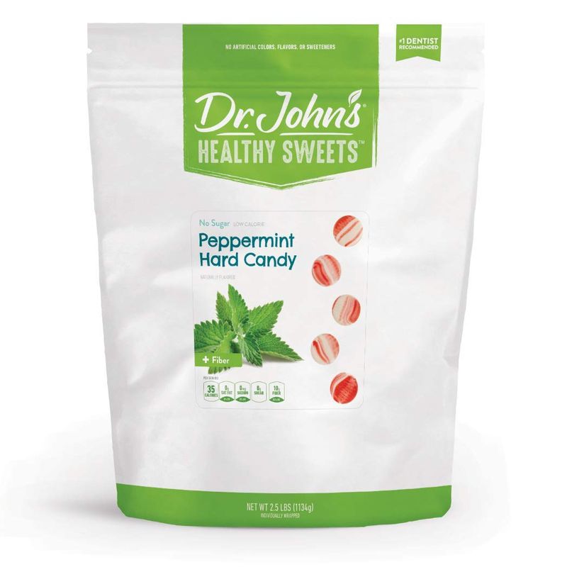Dr. Johns Sugar Free Candy, Healthy Hard Candy with Zero Sugar, Low Calorie Snacks, Keto Friendly, Vegan, Gluten Free, Peppermint, 252 Count, 2.5 LB