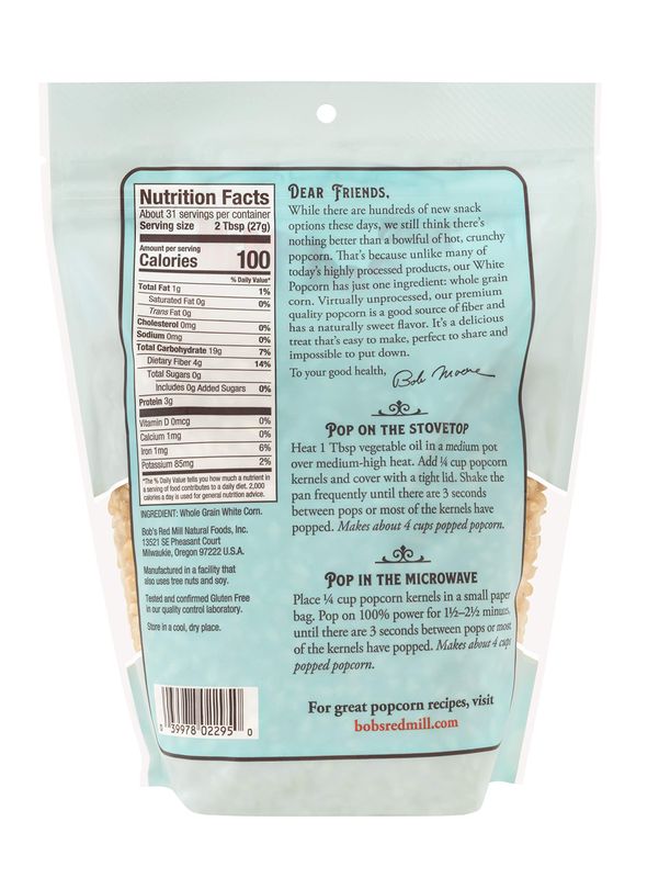 Bob's Red Mill White Popcorn, 30oz (Pack of 1) - Non GMO, Whole Grain, Vegan, Kosher