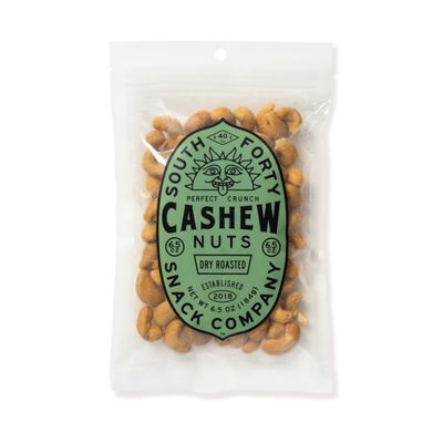 South 40 Snacks Dry Roasted Salted Giant-Sized Cashews, Just 2 Ingredients, Dry Roasted Cashews and Salt (6.5oz bags, pack of 4)