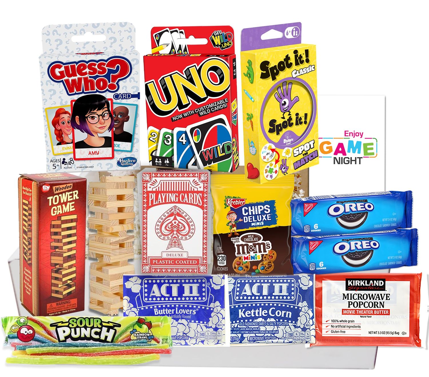 The Ultimate Game Night Gift Baskets for Family, Kids, Teens &amp; Adults  Playing Cards &amp; Snacks &amp; Candy Gift Box for Teenage Birthday  Great Family Games &amp; Movie Night or college, care package