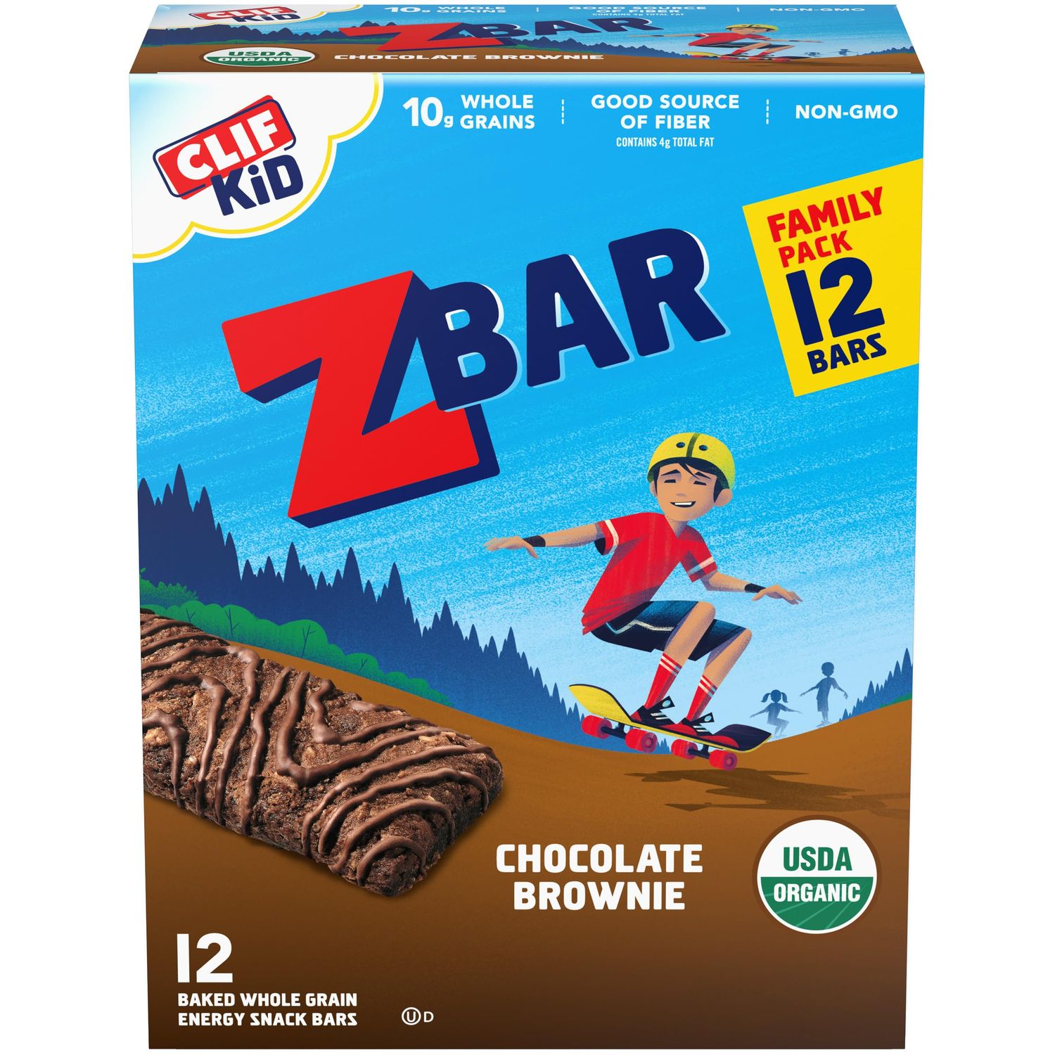 CLIF Kid Zbar - Chocolate Brownie - Soft Baked Whole Grain Snack Bars - USDA Organic - Non-GMO - Plant-Based - 1.27 oz. (12 Pack)