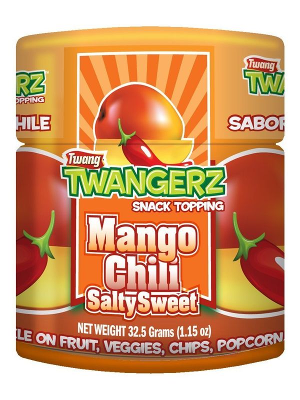 Twang Twangerz Flavored Salt Snack Topping - Lime, Lemon Lime, Chili Lime, Mango Chili &amp; Dill Pickle (Mango Chili, 4 Pack)