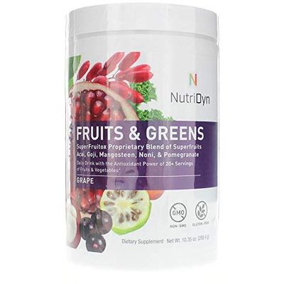 Nutri-Dyn Fruits &amp; Greens Gluten Free protein Powder 10.8 oz (Grape)