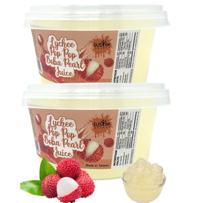 Fusion Select Bursting Bobaz Popping Bobaz Pearls Fruit Tea Snack Toppings (Lychee, 2 Pack)