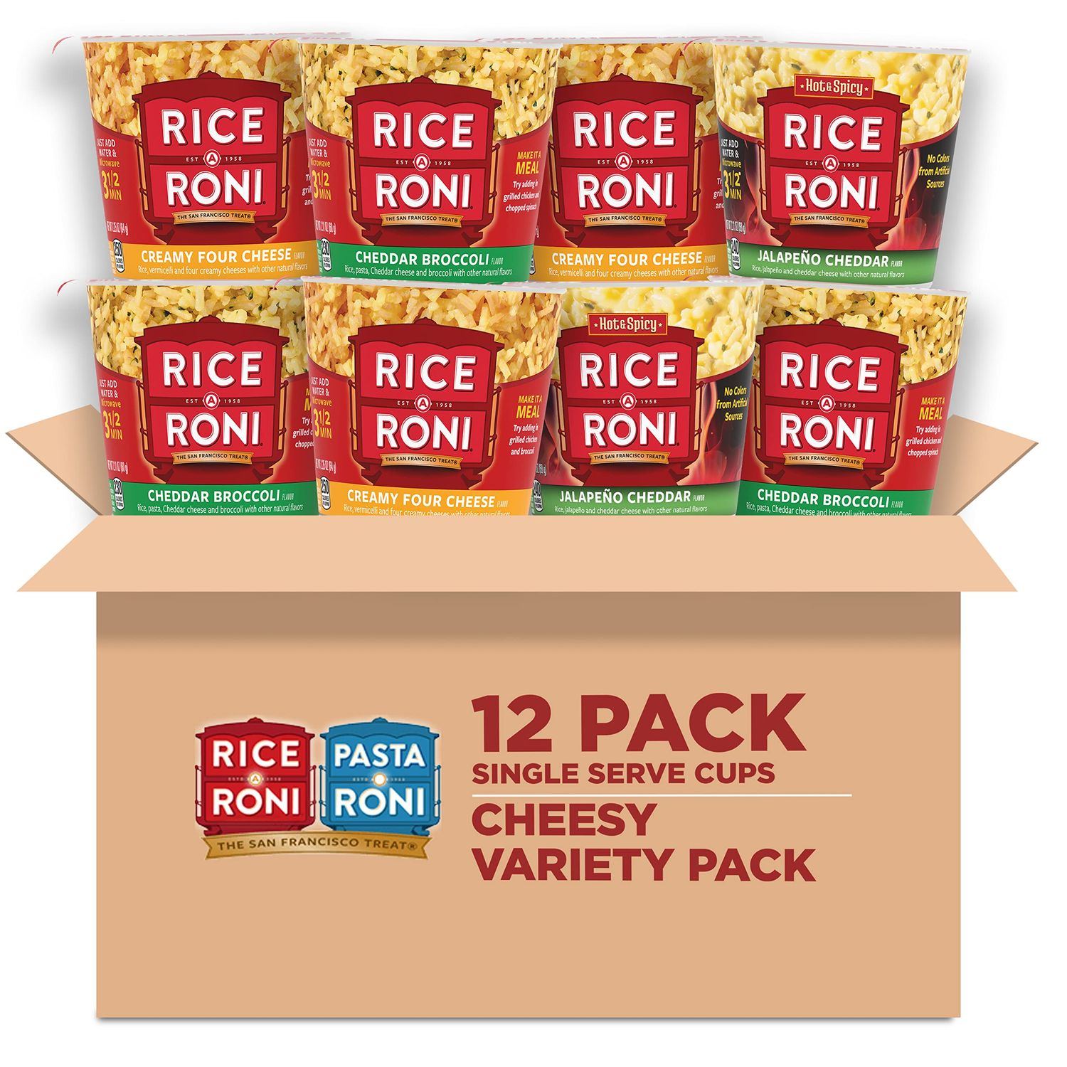 Rice-a-Roni Cheesy Cups, 3-Flavor Variety Pack, 2.25 Oz (Pack of 12)