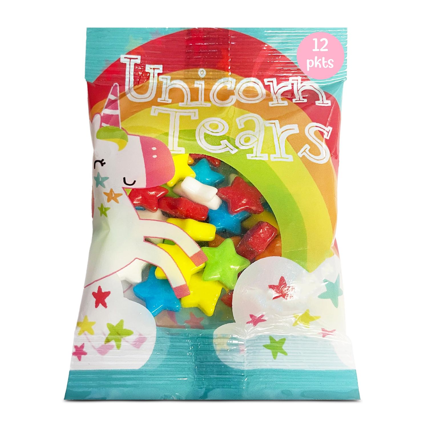 12 Ct Unicorn Tears Rainbow Candy Bulk Pack - Sweet Cherry, Lemon, Lime, Orange, Blue Raspberry Fruity Chews - Kosher Easter Snacks - Mini Easter Candy Party Favors for Kids Goodie Bags &amp; Stuffers