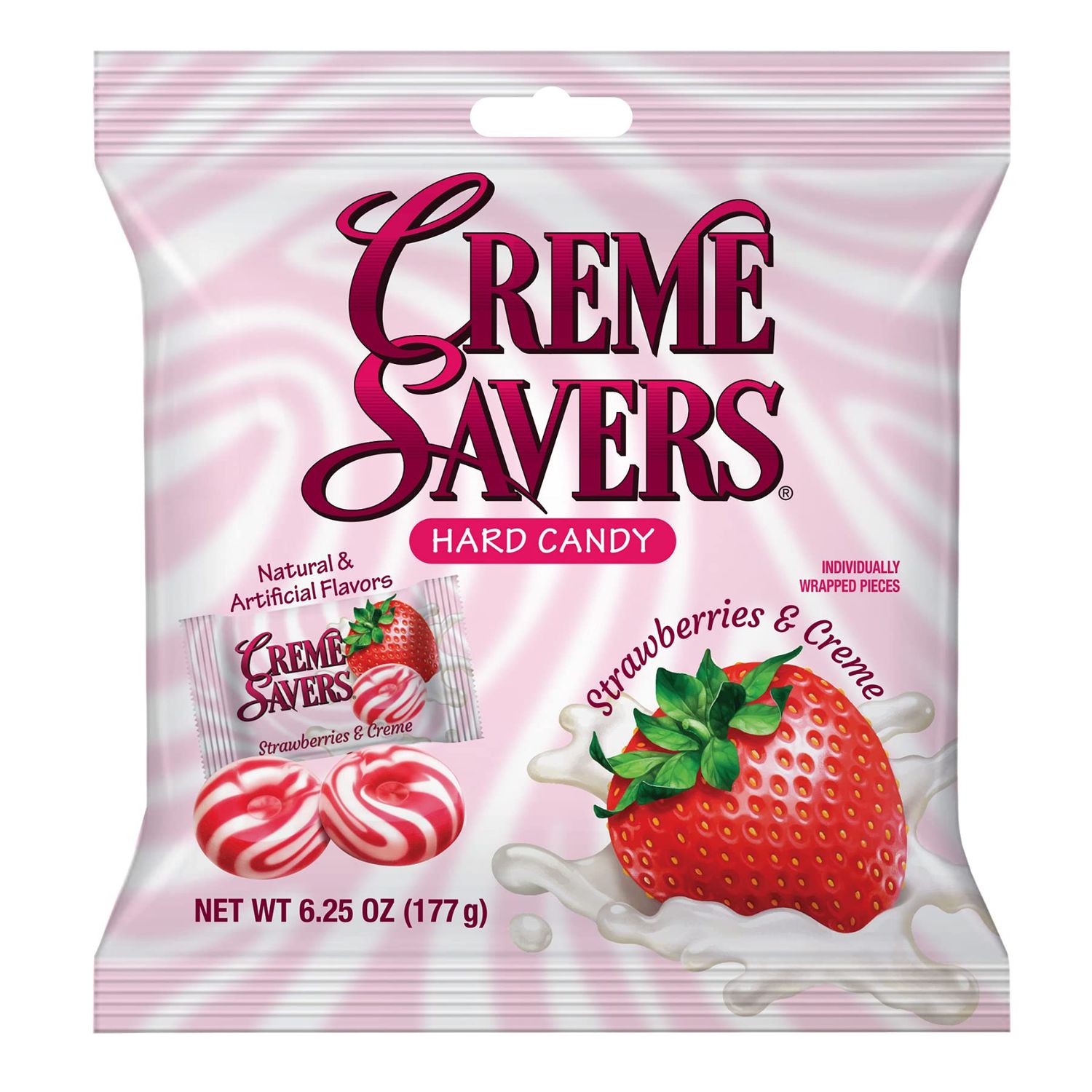 Creme Savers Strawberries and Creme Hard Candy  The Taste of Fresh Strawberries Swirled in Rich Cream  The Original Classic Brought To You By Iconic Candy  6.25oz Bag