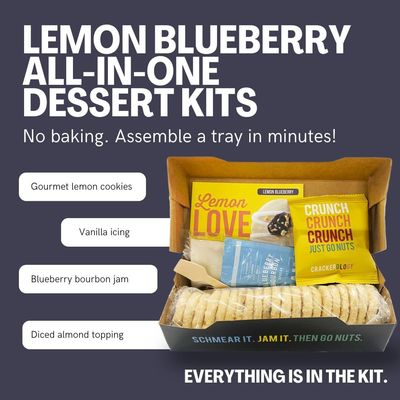 Crackerology Lemon Blueberry Gourmet Artisan Snack Kits, 20 Count Cookies Plus Toppings, Easy &amp; Simple Ready-to-Eat, Appetizer For Charcuterie Boards &amp; Party Platters - Large Kit, Single Pack