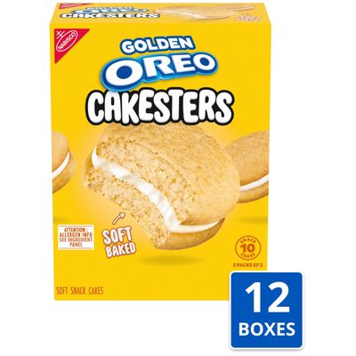 OREO Golden Cakesters Soft Snack Cakes, 12-5 Count Boxes (60 Total Snack Packs)