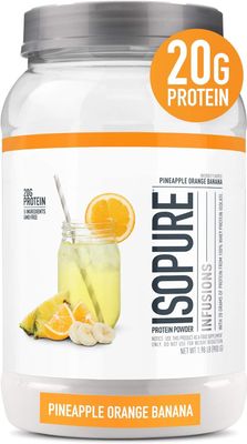 Isopure Clear Whey Isolate Protein Powder Infusions, Lactose Free, Gluten Free, Naturally Flavored, Pineapple Orange Banana, 20g Protein Per Serving, 1.9 Lb, 36 Servings