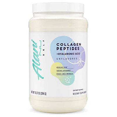 Alani Nu Collagen Peptides Powder UNFLAVORED  18g Protein  Supports Bone, Skin and Nail Health  Collagen for Women  80mg of Hyaluronic Acid  Gluten Free  Sugar Free  14 Servings