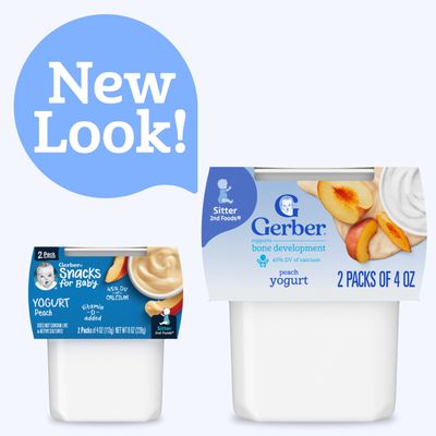Gerber Baby Food, Yogurt, Snacks for Baby, Peach, 4 Oz Tubs, 2 Count (Pack of 8)