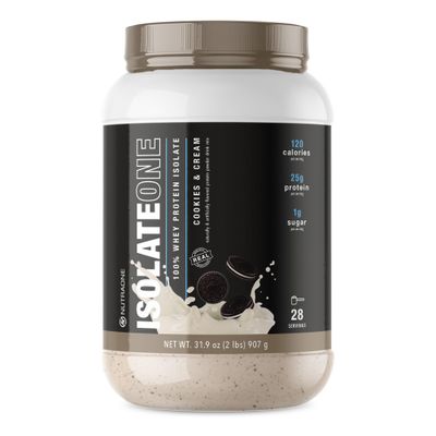 NutraOne IsolateOne Whey Isolate Protein Powder 100% Pure Whey Isolate Powder (Cookies &amp; Cream - 28 Servings)