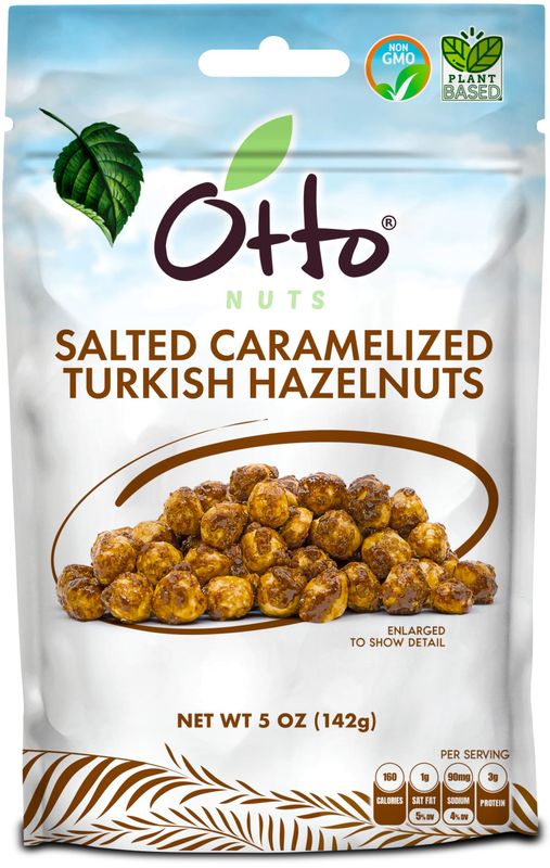 Otto Nuts - Salted Caramelized Turkish Hazelnuts, Non-GMO Naturally Vegan Snack, Good Source of Protein  5 OZ with Resealable Bag