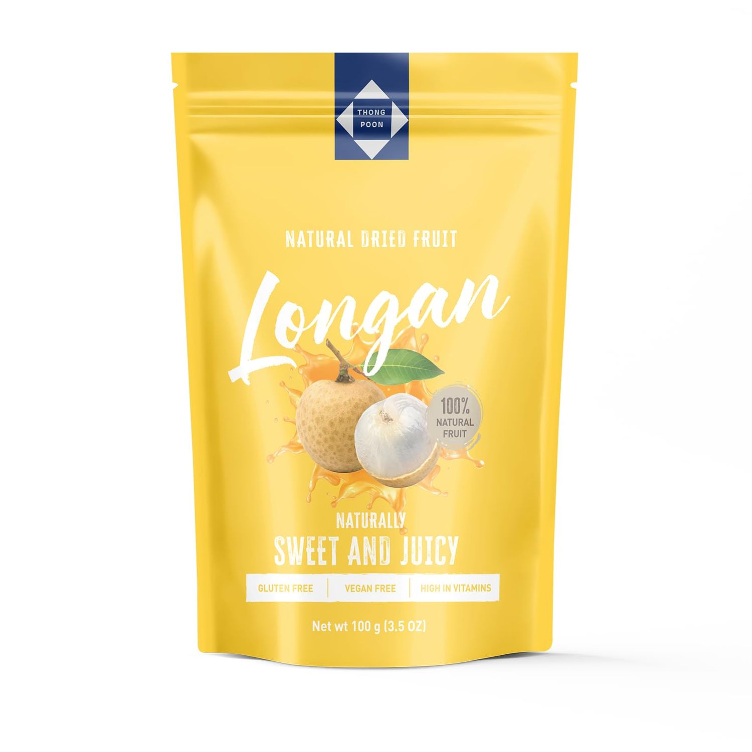 Natural Dried Longan - Naturally Sweet &amp; Juicy, Premium Thai Fruit, Gluten-Free, Vegan, High in Vitamins, No Added Sugar, Healthy Snack, 3.5 OZ (100g) - Authentic Taste of Thailand